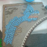 MOSAIC MONSTER  I MADE FOR A COMPETITION BY FISHBOURNE ROMAN PALACE.A child designed a Mythical Beast, and the prize was to have it turned into a  Mosaic.
