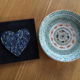 Fish plate and Forget -me -not heart