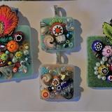 Glass with embroidery Mosaic pendants