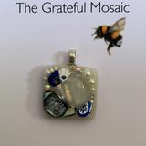 Mosaic magnet & pendant white with dichroic glass /millefiori 