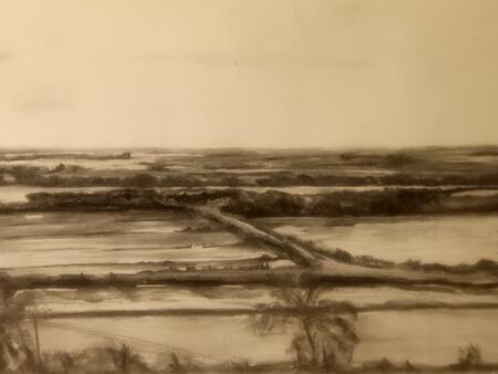 charcoal drawing of Salt Pan