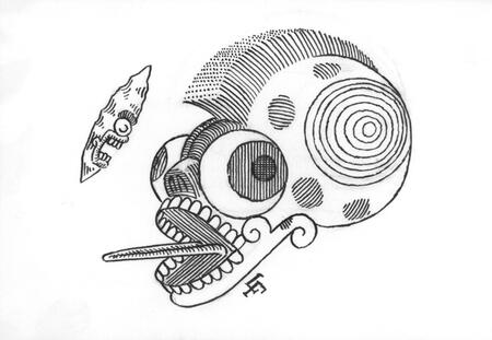 Aztec Skull and Flint