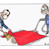 Nigel Farage sucking up what David Cameron sweeps under the carpet