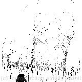 An enormous puppy was looking down at her