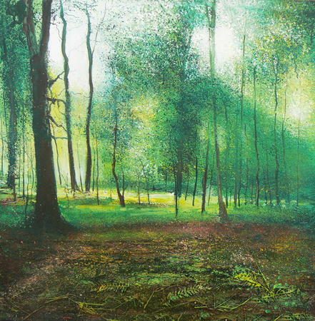 Trees and Ferns, Mossy Green  SOLD