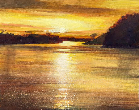 Sunset on the River Rhine Day 268 SOLD