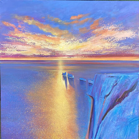 Sun Setting over the Needles SOLD