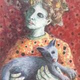 Lady with Lavender Cat 