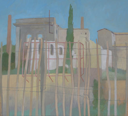 Factory ruins behind the wire