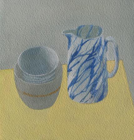 Marbled jug and two bowls