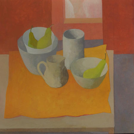 Five pots in a red room (1)