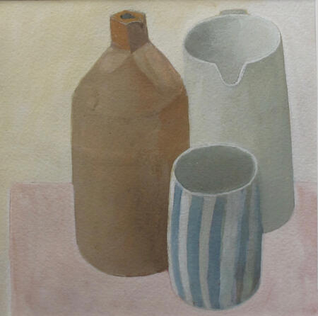 Three pots on pink