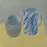 Marbled jug and two bowls