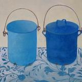 Two blue canisters