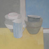 Grey, blue and yellow still life