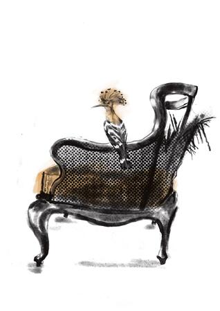 Hoopoe and broken chair