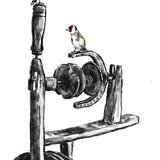 goldfinches and spinningwheel