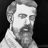 Graphite Portrait of Antoni Gaudi by Margot Stinton