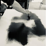 Working on a painting for 'Borrowed Light' exhibition.