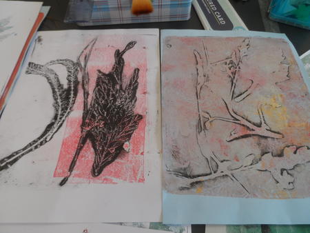 Gelli printing - nature inspired - students work