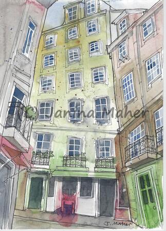 Lisbon buildings 3 Green/Yellow