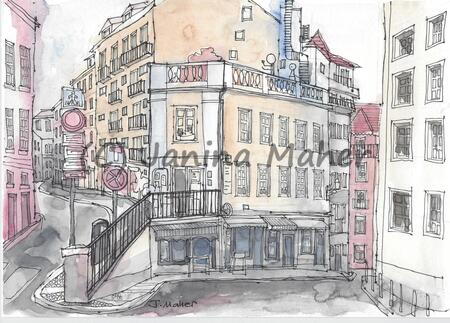 Lisbon Corner Café (landscape version)