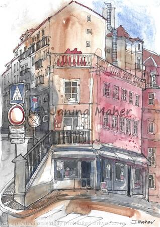 Lisbon  Corner Café (portrait version)