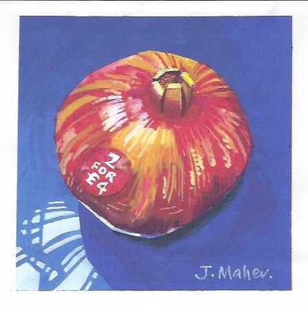 Gouache painting pomegranate whole