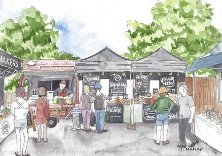 Caversham Artisan Market, Bratwurst and Bread