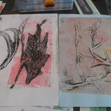 Gelli printing - nature inspired - students work