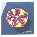 Gouache painting pomegranate half