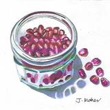 Gouache painting pomegranate seeds