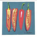 SOLD Gouache painting 4 red chilli halves