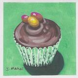 Gouache painting Easter cupcake 