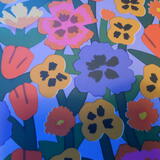 Designer Elena Boils multi coloured flowers