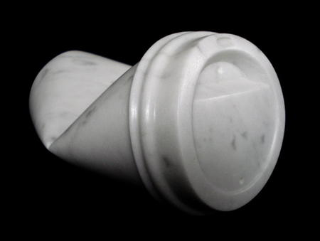 'Coffee Cup no.8', Carrara marble, life size 149 x 112 x 90mm, £875 (carved to commission)