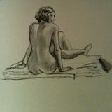 charcoal nude sitting