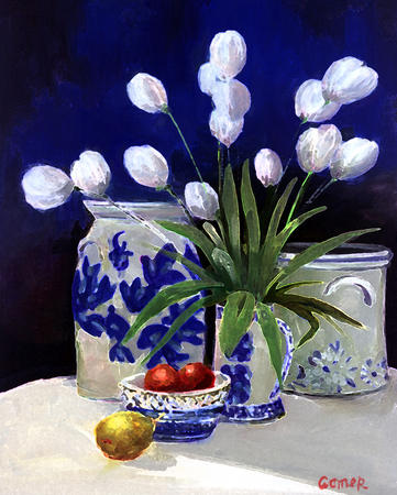 Blue Delft Tulips