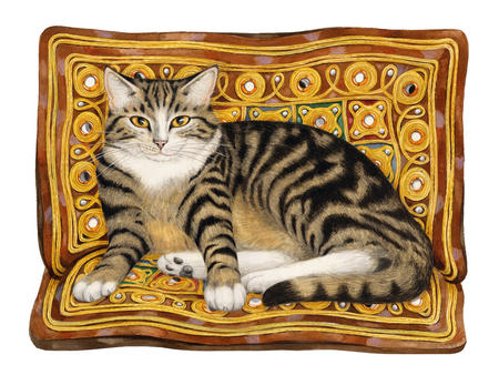 Tabby cat on cushion