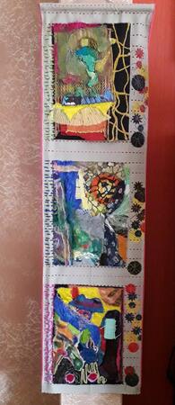 fabric and wool collage 1