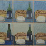 wine, bread and cheese