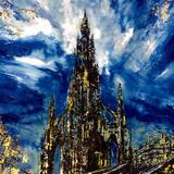Scott Monument steps blue