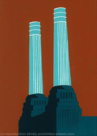 Battersea's Chimneys (teal)