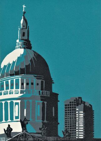 St Paul's Cathedral with Barbican (teal)