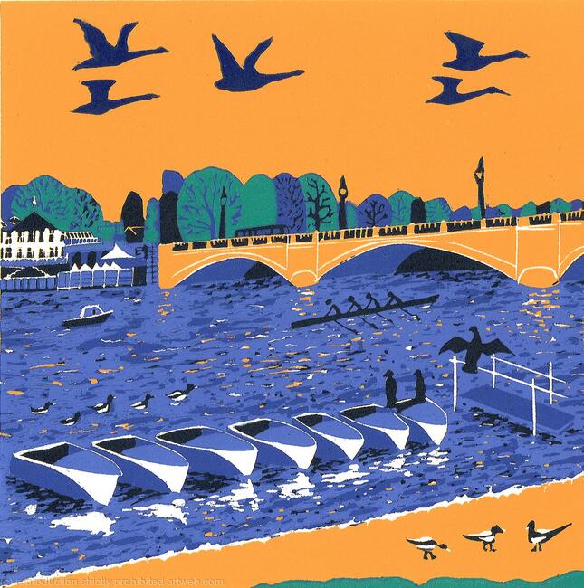 The Thames from Hampton Court Bridge (violet)