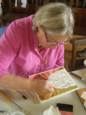 Burnishing the gold leaf July course