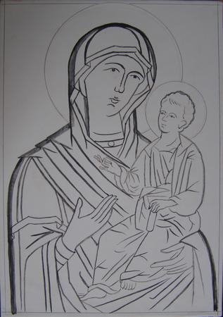 Brush drawing for Mother of God Icon October 2013 course