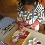A student painting on the October 2013 course