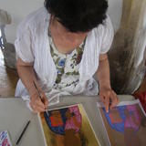 Student working on Christ Icon July course