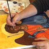 Student at work on Byzantine St Michael Icon